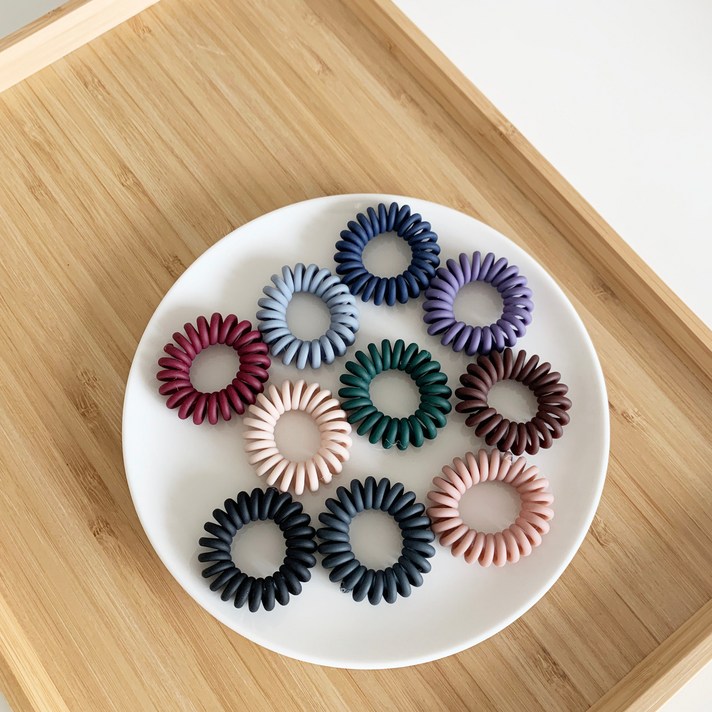 세이케이스 자국 안남는 전화기 전화선 스프링 꼬불 머리끈 10종 1세트 스크런치