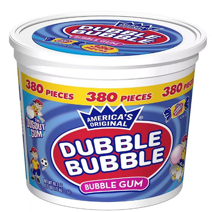 Dubble Bubble Bubblegum 더블버블 풍선껌 380개 대용량 미국 메이저리그 껌 MLB껌 야구선수껌