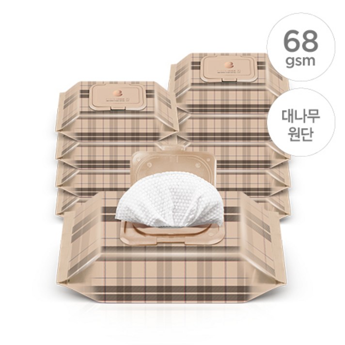 [본사직영]앙블랑 아기물티슈 체크 베이지 캡형 70매X10팩 CG10, 없음