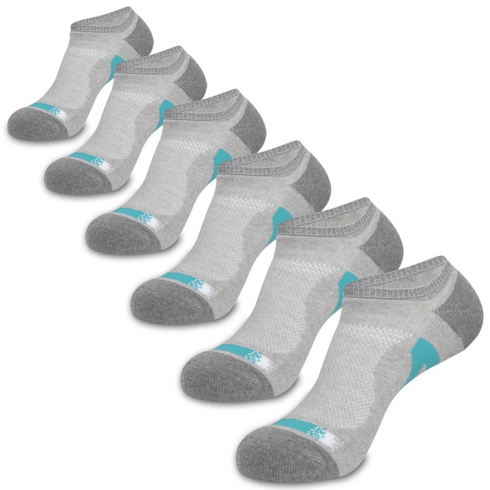 골져스토어 남성용 이중 쿠션 파일 스포츠 파이어 발목 밴드 양말 6켤레 set, 그레이+민트, 쿠션발목밴드