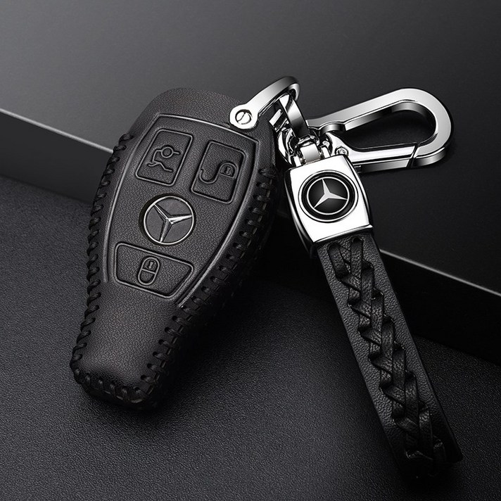 차몰랑 벤츠 키 케이스 지갑 E300L GLB C260L C200 GLC GLA200 B 클래스 A200 GLE 키링, B-3 키 스마트 올인 클루 시브 퓨어 블랙 타입