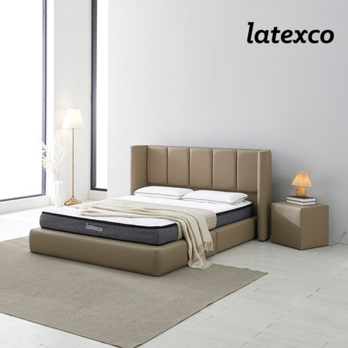  라텍스코 팔라시오 투매트리스 침대 SS+천연라텍스 매트리스 14cm, 아이보리 