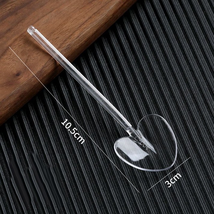 일회용품 일회용 아이스크림 숟가락 아이스크림 선데이 치즈 디저트 스푼 하트 푸딩삽 요구르트 스푼 플라스틱 독립복 일회용수저, 투명, 심플한 포장 1000 개 전체 상자, 1개