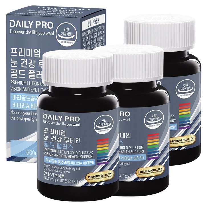 데일리프로 프리미엄 눈 건강 루테인 골드 플러스, 3개, 500mg/30g/60캡슐