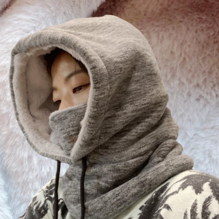 방한 후드 넥워머 겨울 기모 폴라 방한용품 겨울 마스크 털모자 목토시 캠핑룩, 네이비