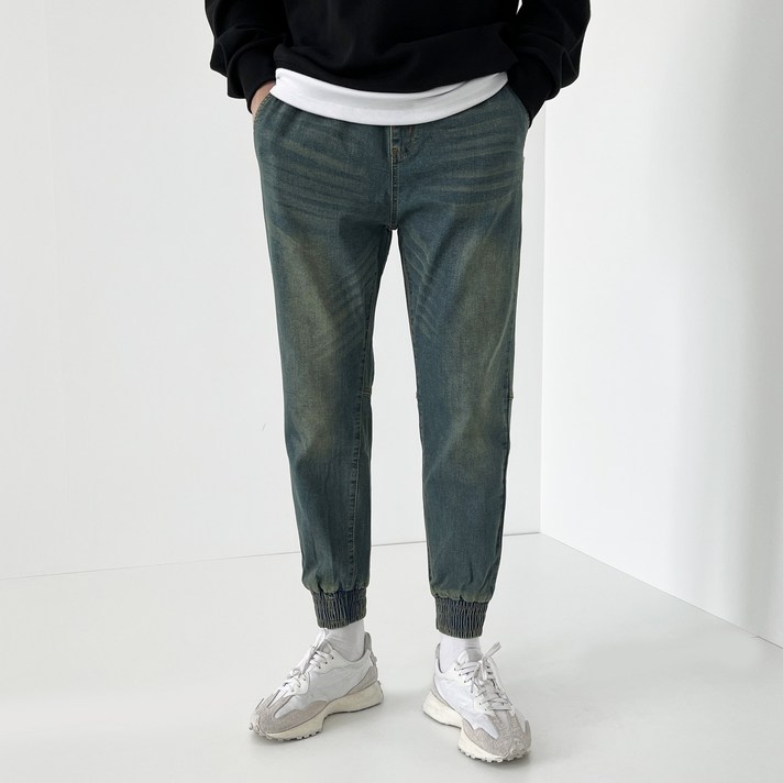 데일트 남자 밴딩 데님 청바지 조거팬츠