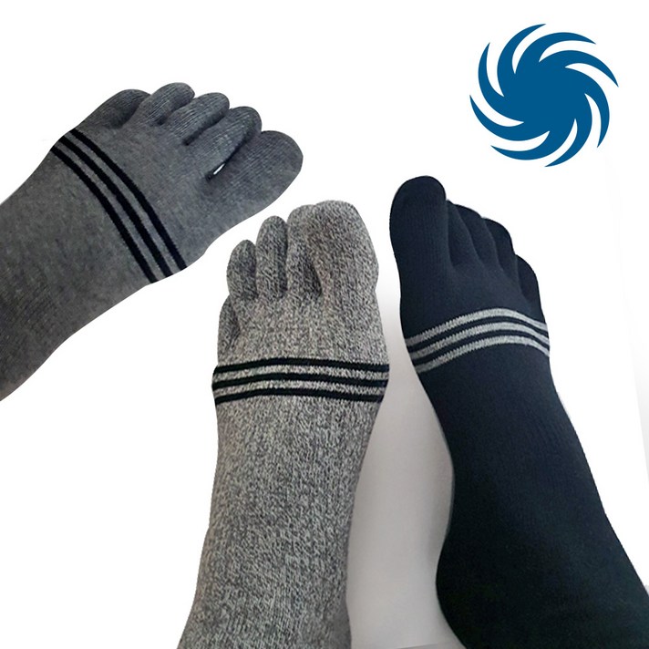 7켤레 남자 땀배출 최적화 순면+쿨원사 쓰리라인 발가락양말 단목 중목 장목