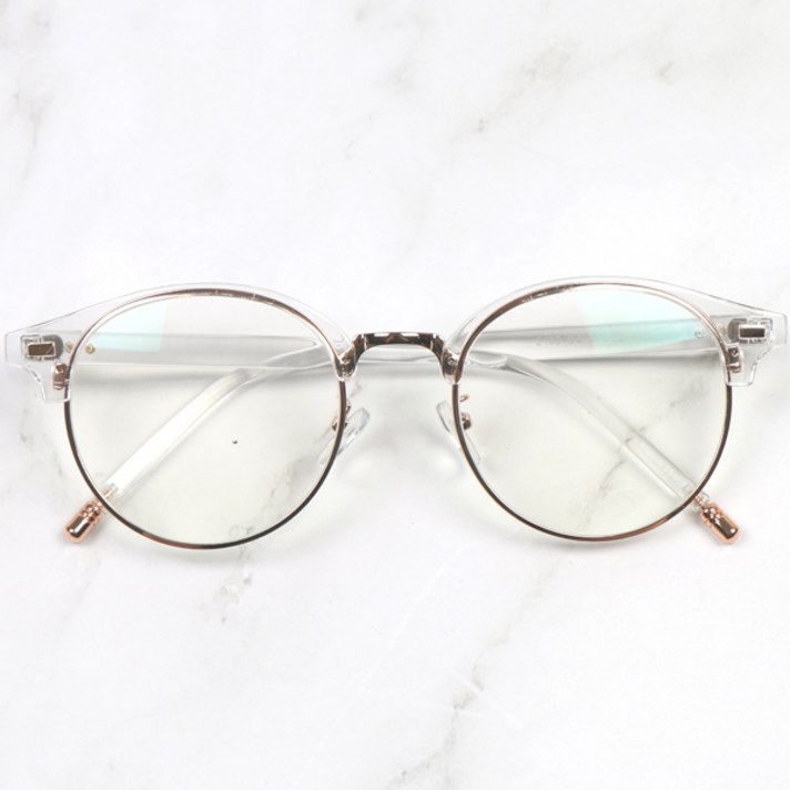 멜라크메 베이직 라운드 동글이 뿔테 투명 하금테 안경테