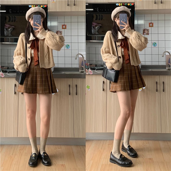 코디 작은 키 청순 달다 학원 무드 전면간판 JK 유니폼 스웨터 미니 겨울 가을 계절