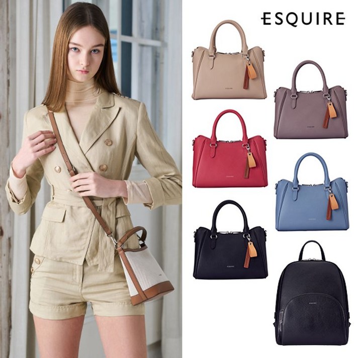 에스콰이아_백 에스콰이아 켈리 핸드백 3종(백팩+토트백+카바스백)+참장식 1종+트윌리 1종