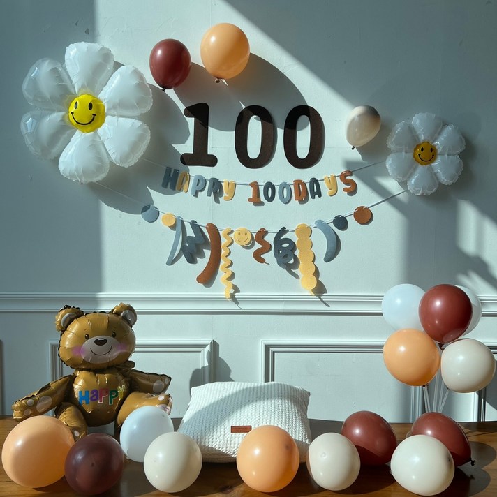 헤이그샵 아기 백일 베이비 100일 풍선 세트 인스타감성, 100th에디션