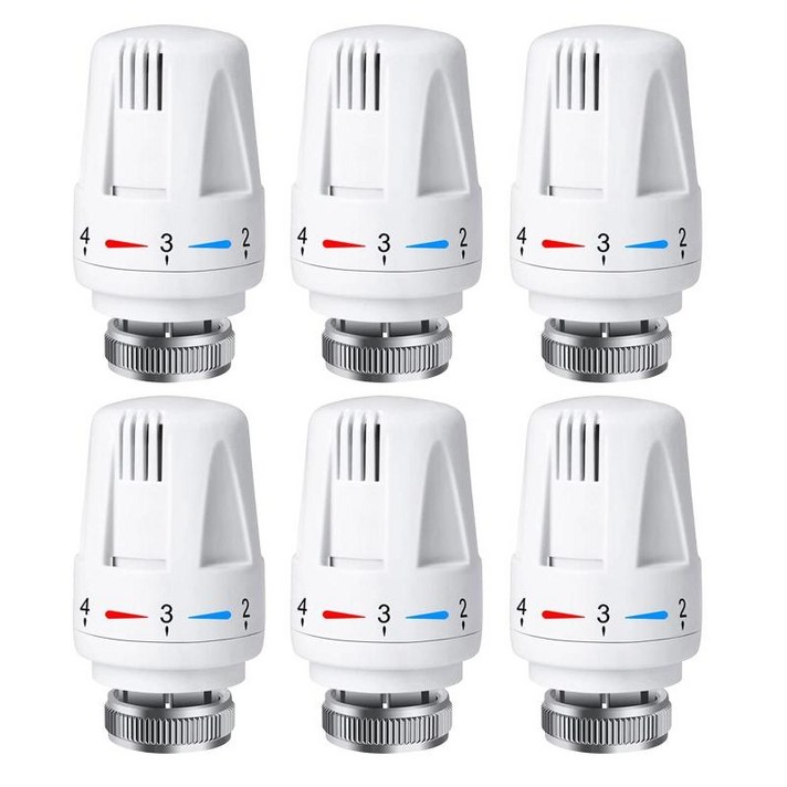 서모스탯 밸브 헤드 서모스탯 TRV M30×1.5 서모스탯 헤드 히팅 시스템 온도 조절 본사 등, 6PCS, 하얀색, 설명한대로