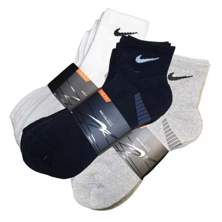 NIKE 나이키 남성 이중바닥 파일 양말 중목 단목 5족, A.중목파일-블랙5족