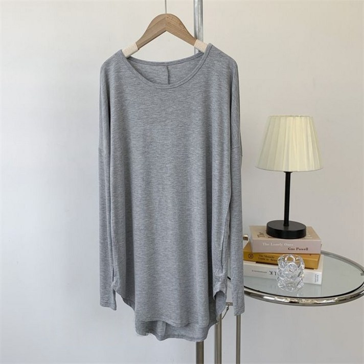 PLYU 모달 무지 긴팔 티셔츠 홈웨어 레깅스티셔츠