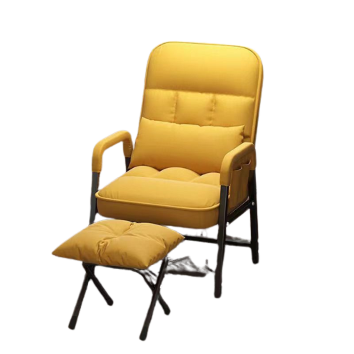 CNTCSM컴퓨터의자 가정용 의자 리클라이너 대학생 기숙사 의자 사무용 의자, 단풍노랑싱글체어+허리베개+물건주머니+발걸이, 오리지널 스펀지 리클라이너