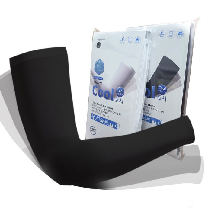 레그미플러스 아쿠아 스포츠 쿨토시 팔토시 2p 3매입, 블랙