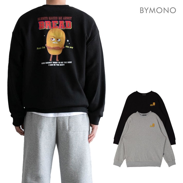 브레드이발소x바이모노 남자 빅사이즈 큰옷 남성 쇼핑몰 감자칩 오버 맨투맨 오버핏 티셔츠 110 130 150 사이즈