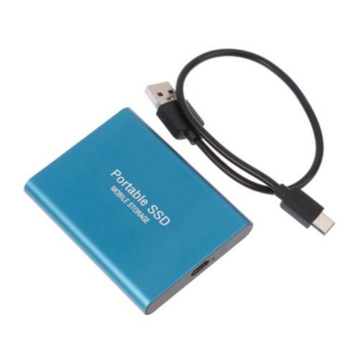 외장 하드 SSD 미니 포터블 500GB 1TB 2TB 4TB 1 2 4 테라 USB 3.1, 블루