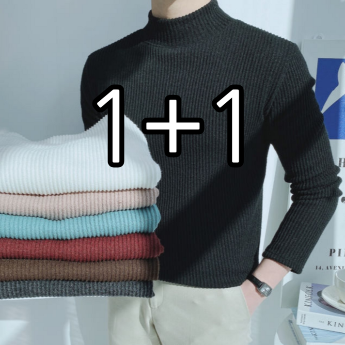 이브컴퍼니 (1+1) 2장묶음 오버핏 골지 반목 반폴라 니트 8컬러 M-XL (2890)