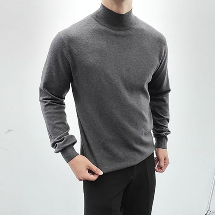 일이오 남자 캐시미어 스판 반폴라 니트 7컬러