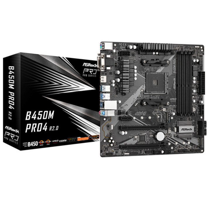 ASRock B450M PRO4 R2.0 AMD CPU용 메인보드 에즈윈