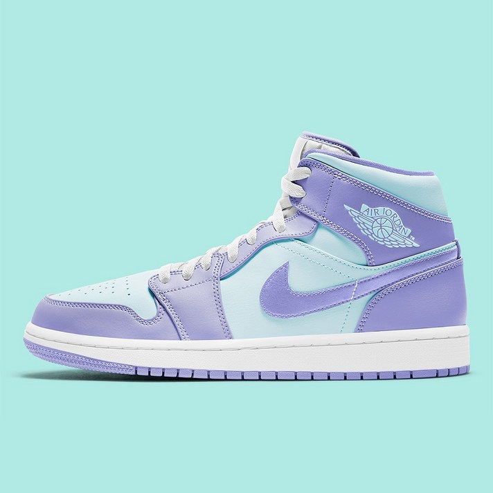[해외배송] 나이키 에어 조던 1 미드 퍼플 아쿠아 Purple Aqua 554724-500 Purple Pulse/Artic Punch