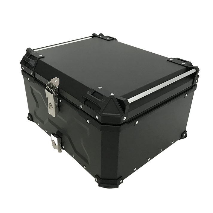 [등받이 무료증정] 알루미늄 오토바이 탑박스 25 35 45 55 65 80L 100리터 스쿠터 배달통 피자가방 PCX 알탑 짐대 슈퍼커브 베스파 브라켓 바이크 리어백 레인보우, 블랙