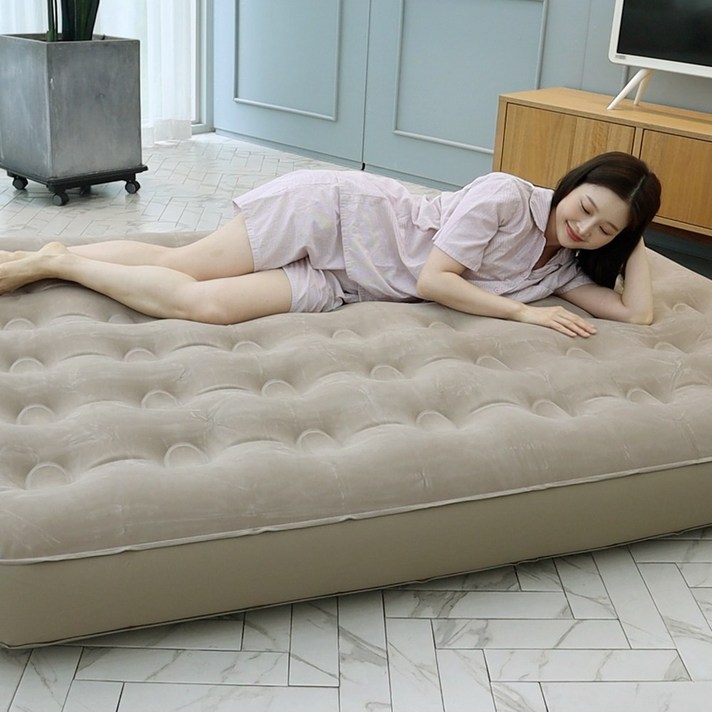  유니언 원터치 에어 침대 에어 매트 자동 펌프 내장형, 싱글 