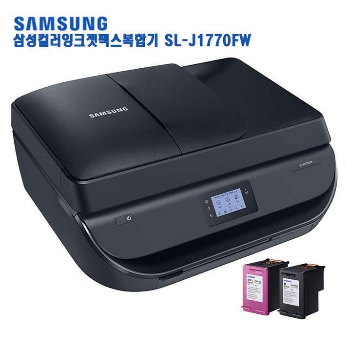 삼성전자 SL-J1770FW 무한잉크 프린터 칼라 팩스 복합기 자동양면인쇄/복사/스캔/무선wifi/민원24, 1.J1770FW+정품잉크세트