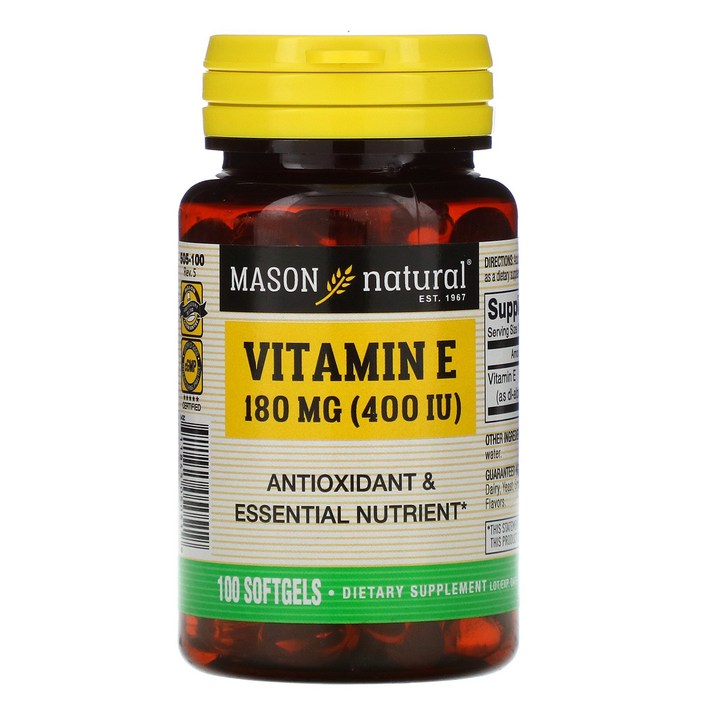 메이슨 내추럴 Mason Natural Vitamin E 180 mg (400 IU) 100 Softgels