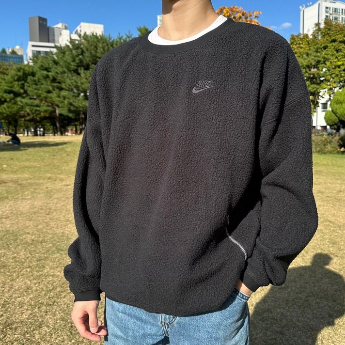 나이키 FB1014 남성 맨투맨 뽀글이 기모 따뜻한 플리스 후리스 지퍼 포켓 긴팔 스웨트셔츠
