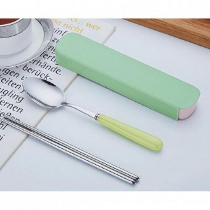 [가성비 최고]휴대용 스텐 수저세트 세라믹 도시락 수저통(그린) YS21AU09