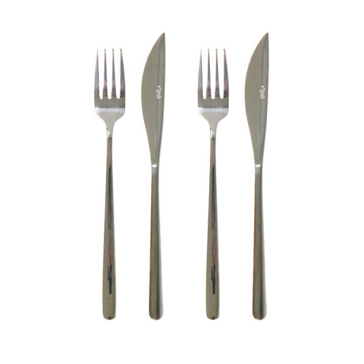 라피네 2인용 포크+나이프 세트 커트러리 양식기, 실버