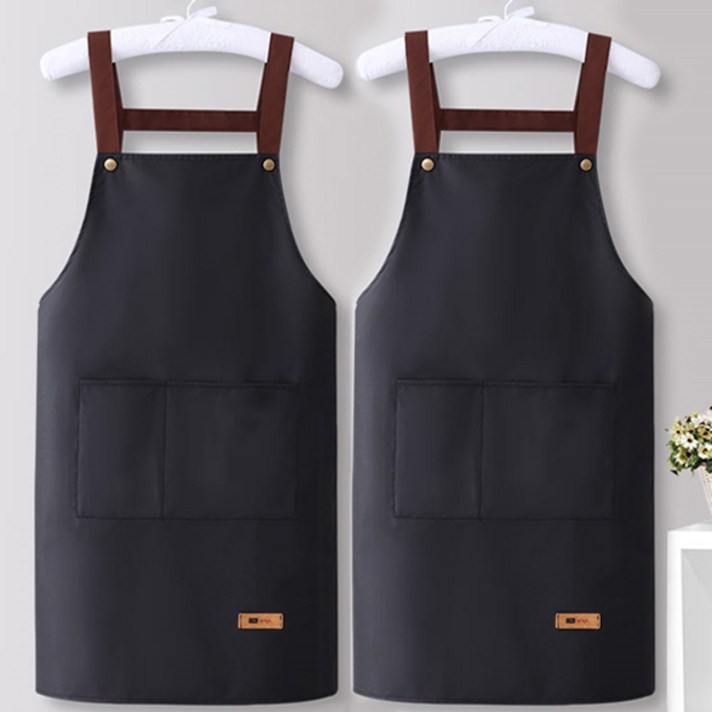  웰빙마켓 심플 방수 앞치마 H형, 블랙,블랙, 2개 