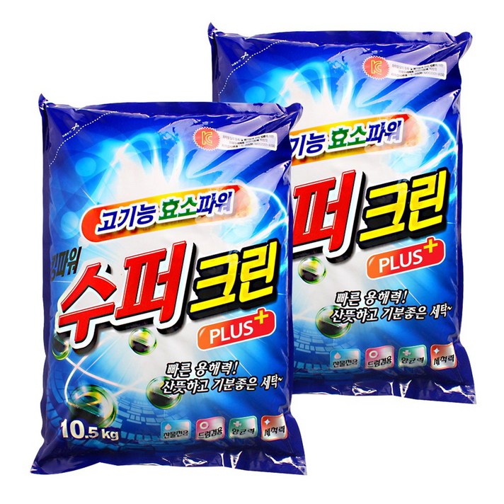  슈퍼크린 플러스 분말세제, 10.5kg, 2개 