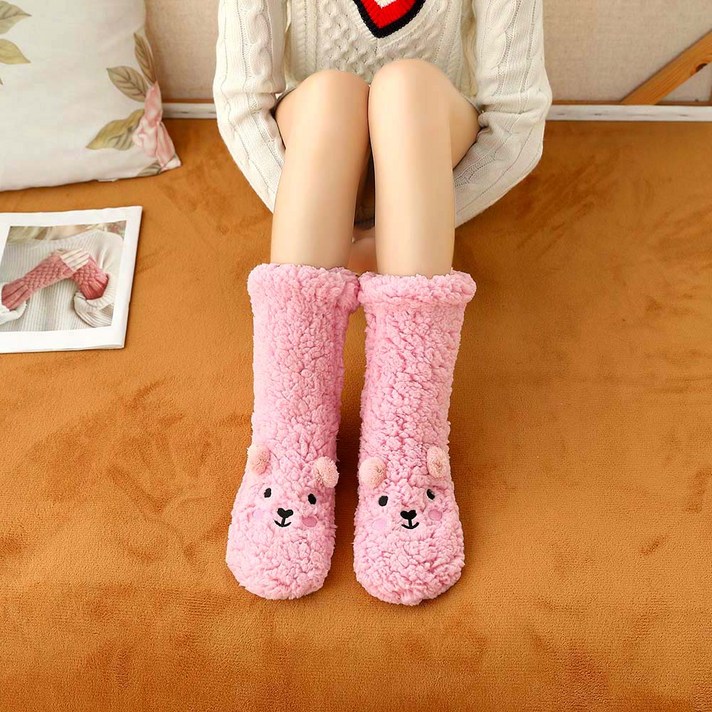 따뜻한 커플 수면양말 세트 두꺼운 남자 여자