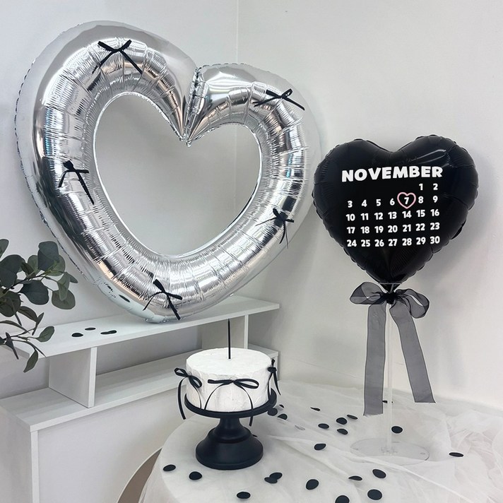 파티아일랜드 캘린더 하트 리본 스탠드 세트 달력 생일 기념일