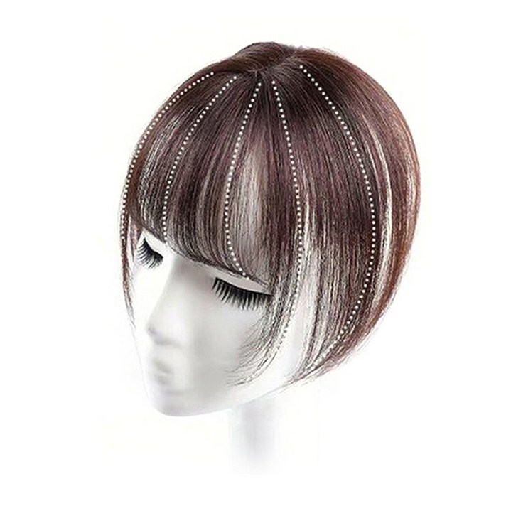 [CW2023 앞머리] 여우가발 3D 입체커버 정수리 부분가발 (5cmx6cm/24cm), 1개, 자연갈색, 앞머리