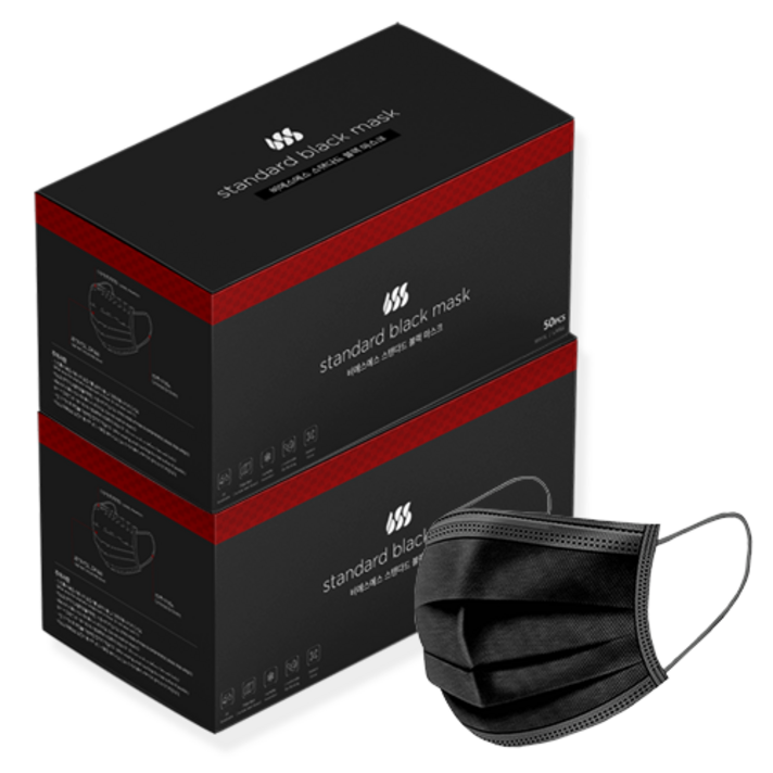 비에스에스 스탠다드 블랙 마스크 국산 일회용 100매