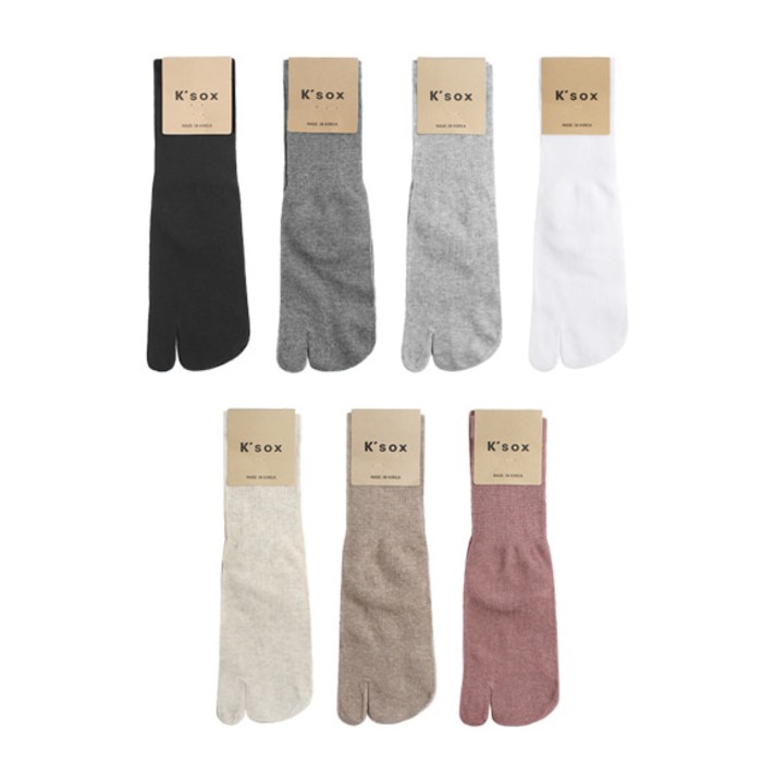 K-SOX 여자중목 패션 타비 쪼리 발가락양말 올 무지 컬러 7종 색상선택