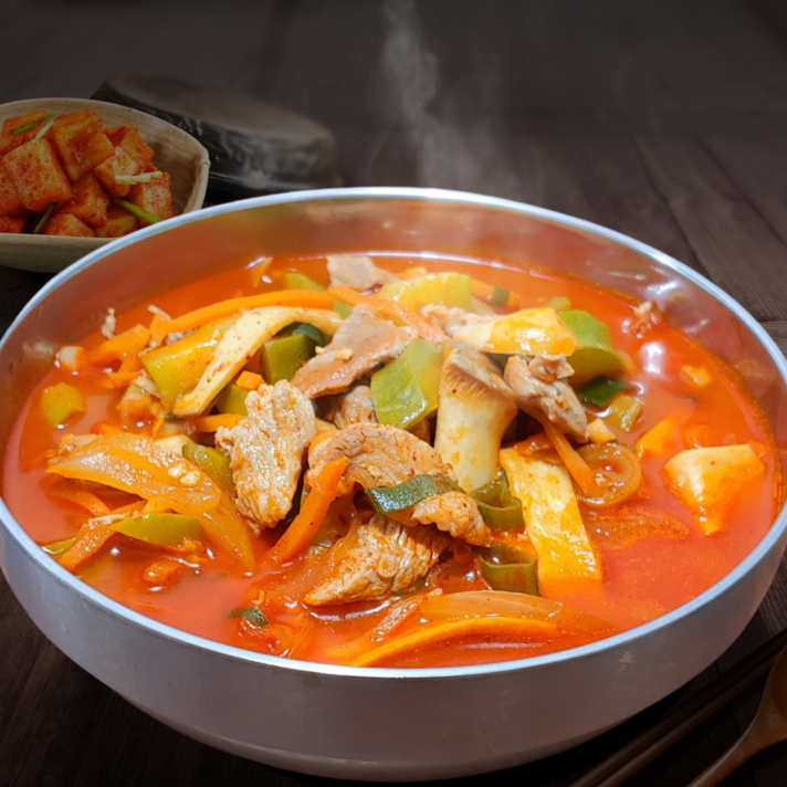 [전주3대맛집] 돼지고기 듬뿍 애호박찌개 밀키트 (4인가족) 국내산 사골육수 앞다리살 당일제조 완벽집밥 쿠킹박스 열선수, 1세트