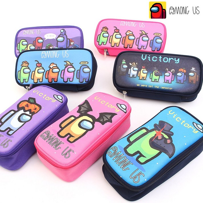 키즈노리 어몽어스 사각 펜슬케이스 초등학생필통 신학기 입학선물 졸업선물 2개이상구매시 사은품 증정, 펌킨