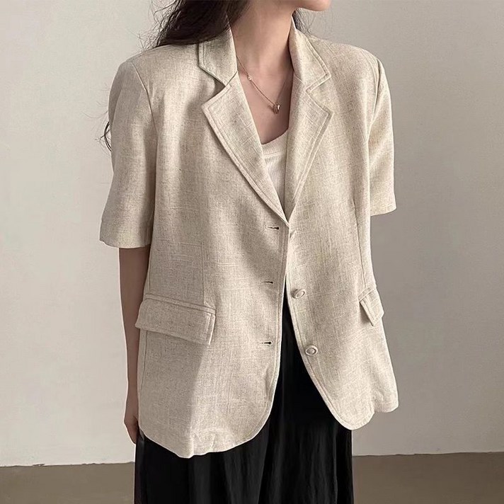 썸머바이브 NQ275 여성 여름 루즈핏 캐주얼 반팔 면마 자켓 썸머바이브 NQ275 여성 여름 루즈핏 캐주얼 반팔 면마 자켓