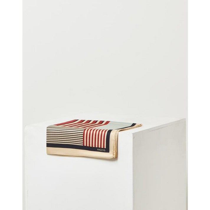 21FW 아이보리 스트라이프 실크 사각 스카프 HIMU1F803IV