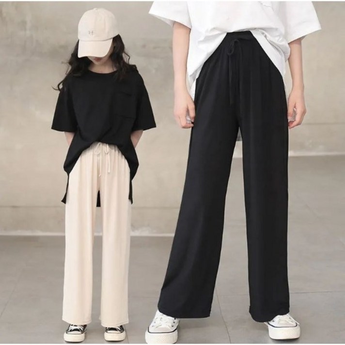 아이짱 초등학생 여아 여름 하늘하늘 얇은 시원한 허리 밴딩 긴바지 140170