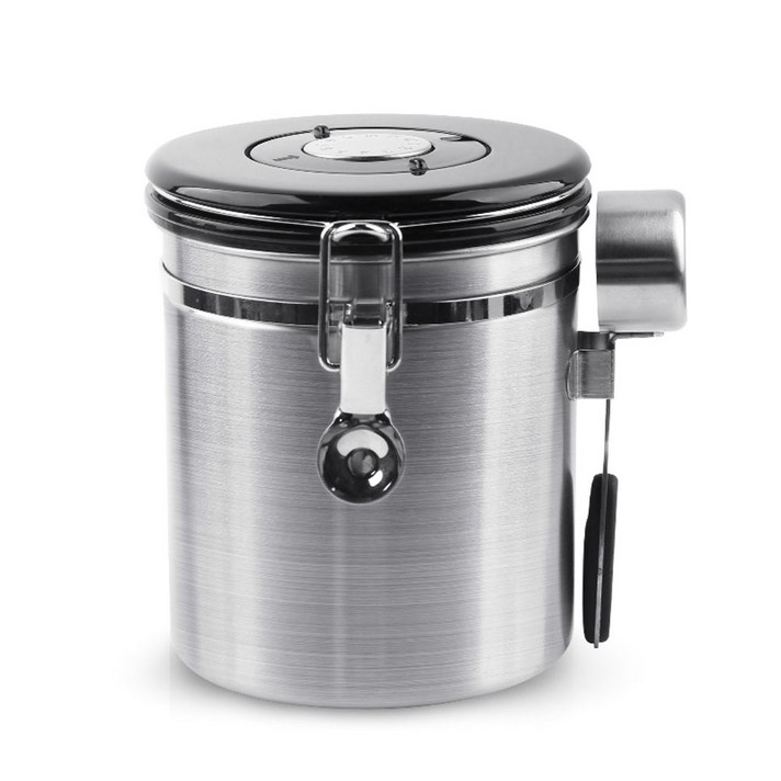 Sifei 스테인리스 스틸 이그조스트 씰드 탱크 커피보관용기 1.5L, 1개, Silver