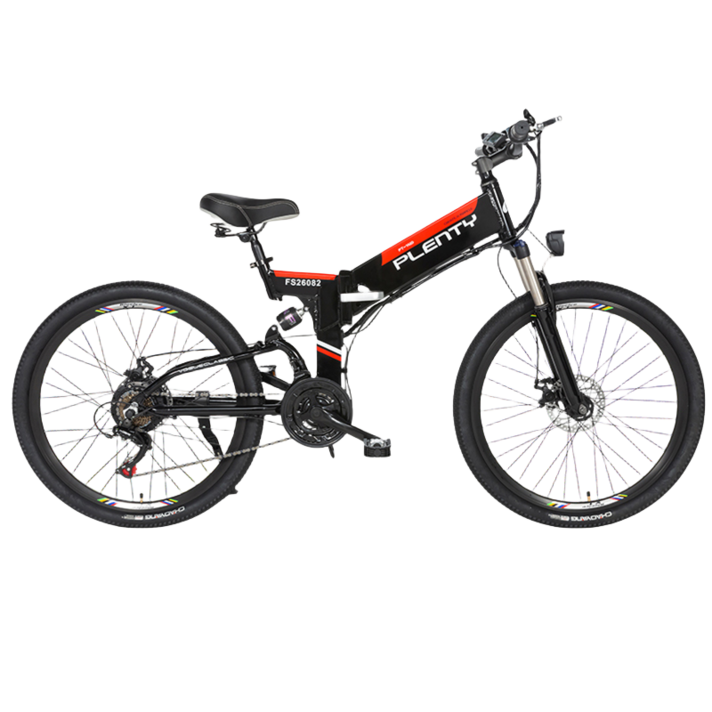 MONTHERIA 48V 전기자전거 MTB자전거 알루미늄 차체 산악자전거 21단변속 24/26인치 접이식 A598-132, 10AH-35KM, 레드 24인치스타일A