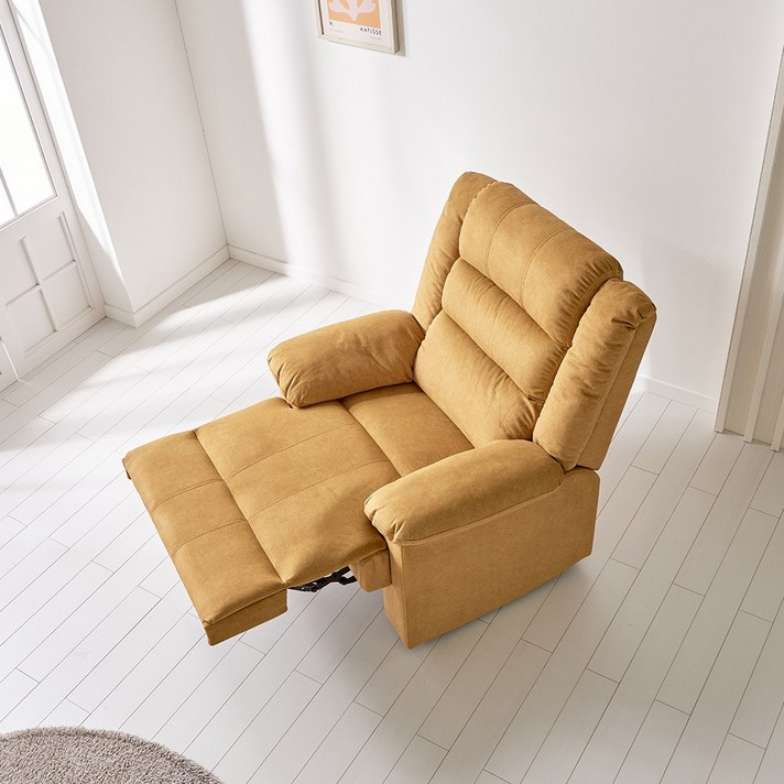 라라홈 에디 1인 수동 리클라이너 조야원단 이지클린 수유의자, 머스타드옐로우