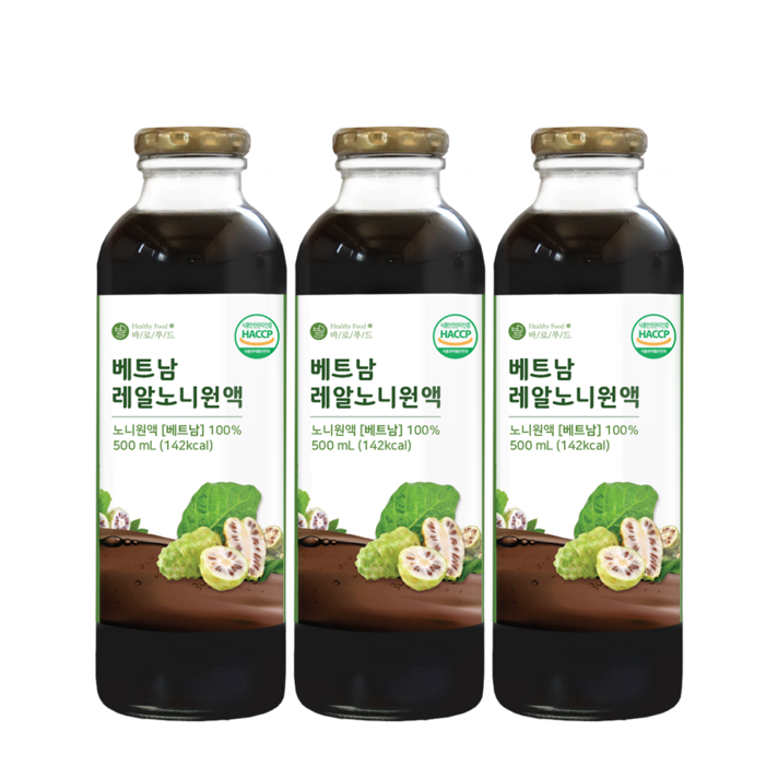 바로푸드 베트남 레알 노니 원액 100% 500ml, 3병