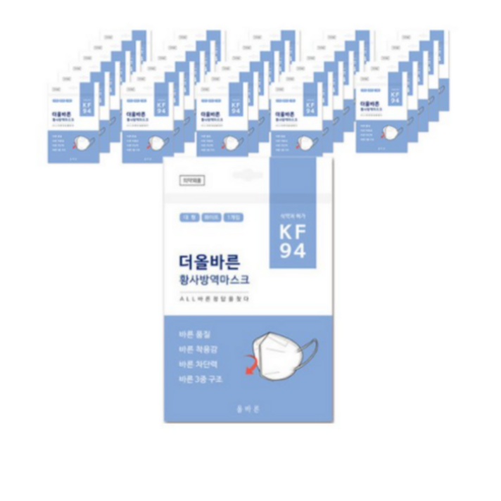 더올바른 황사 마스크 성인용 KF94 대형, 1개입, 60개